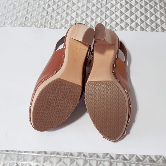 NWOT Michael Kors brown leather slingback clog heeled mule - Picture 13 of 13
